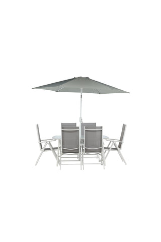 Venture Home Brekki - Dining Set inc. Paraply- Vit - Aluminium -