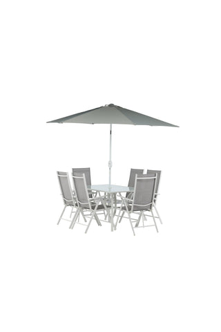 Venture Home Brekki - Dining Set inc. Paraply- Vit - Aluminium -