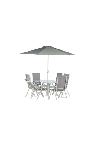 Venture Home Brekki - Dining Set inc. Paraply- Vit - Aluminium -