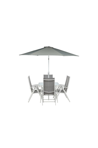 Venture Home Brekki - Dining Set inc. Paraply- Vit - Aluminium -