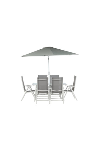 Venture Home Brekki - Dining Set inc. Paraply- Vit - Aluminium -