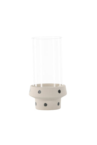 Venture Home Davida lykta - vita/svarta prickar/klart glas - 15*H29cm