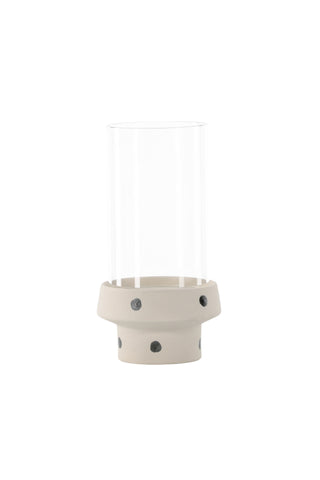 Venture Home Davida lykta - vita/svarta prickar/klart glas - 15*H29cm