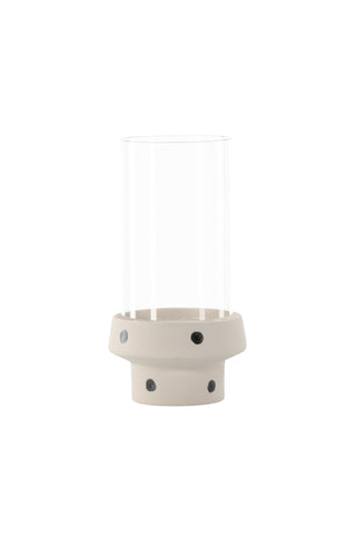 Venture Home Davida lykta - vita/svarta prickar/klart glas - 15*H29cm