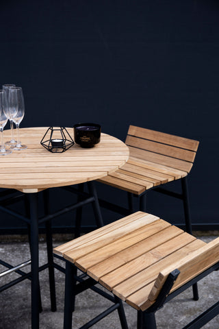 Mexico Bar-set - Svart Alu / Acacia + 4st barstolar