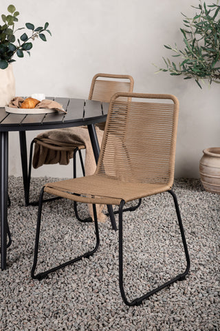 Venture Home Break - Matbord Runt- Svart / Svart - Alu / Aintwood - 120ø _1+ Lindos Stacking Chair - Svart Alu / Latte Rep _4