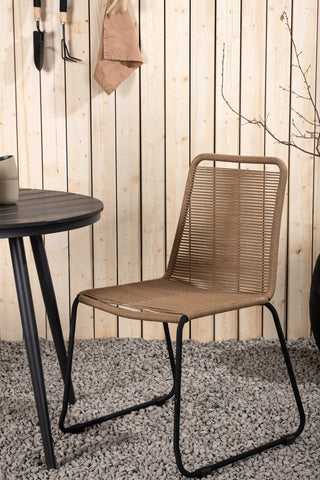 Venture Home Break - Matbord Runt- Svart / Svart - Alu / Aintwood - 90ø _1+ Lindos Stacking Chair - Svart Alu / Latte Rep _2