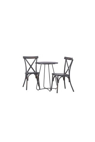 Venture Home Bacong Cafetable Steel - Svart / Rund ø60** +Tablas Matstol Aluminium - Svart / _2