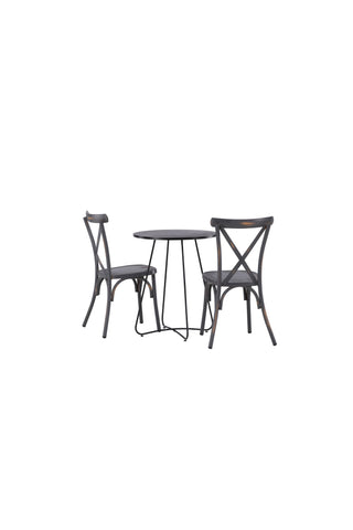 Venture Home Bacong Cafetable Steel - Svart / Rund ø60** +Tablas Matstol Aluminium - Svart / _2