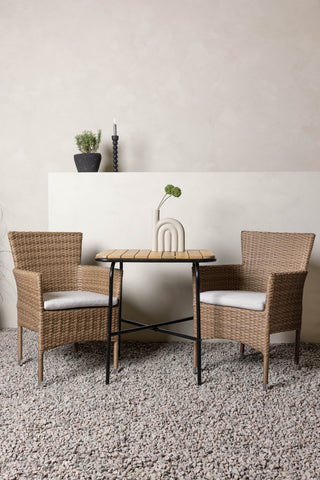 Venture Home Holmbeck Cafetable Steel - Svart / Rektangulär 55*70*74 +Malina Matstol Alumnium - Natur / Wicker _2