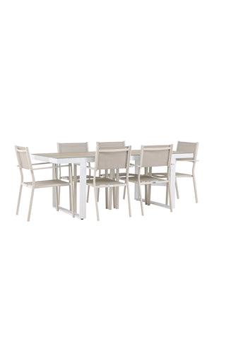 Venture Home Merlo Matbord - Vit/Whitewash +Copacabana Stacking Chair - Beige/Beige _6