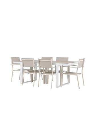 Venture Home Merlo Matbord - Vit/Whitewash +Copacabana Stacking Chair - Beige/Beige _6