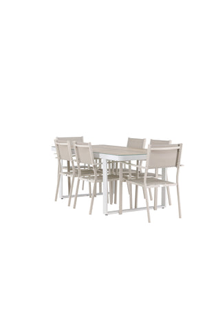 Venture Home Merlo Matbord - Vit/Whitewash +Copacabana Stacking Chair - Beige/Beige _6