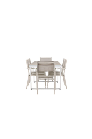 Venture Home Merlo Matbord - Vit/Whitewash +Copacabana Stacking Chair - Beige/Beige _6