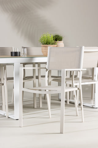 Venture Home Merlo Matbord - Vit/Whitewash +Copacabana Stacking Chair - Beige/Beige _6