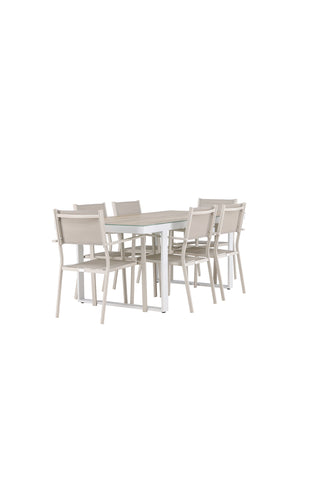 Venture Home Merlo Matbord - Vit/Whitewash +Copacabana Stacking Chair - Beige/Beige _6