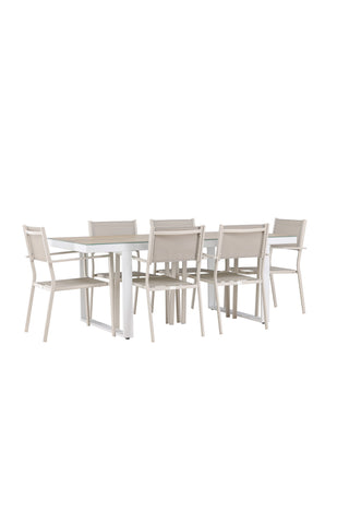 Venture Home Merlo Matbord - Vit/Whitewash +Copacabana Stacking Chair - Beige/Beige _6