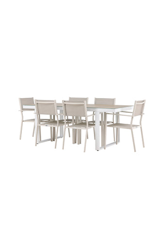 Venture Home Merlo Matbord - Vit/Whitewash +Copacabana Stacking Chair - Beige/Beige _6