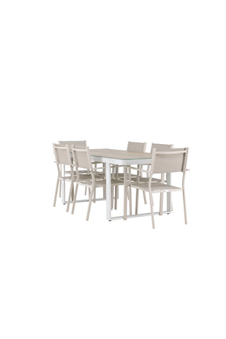 Venture Home Merlo Matbord - Vit/Whitewash +Copacabana Stacking Chair - Beige/Beige _6