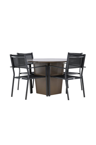 Venture Home Santa Fe Matbord ø120 - Roasty +Copacabana Stacking Chair - Svart/Svart - Ersätter 4131-408 _4