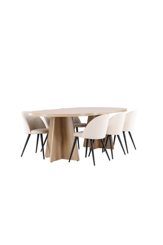 Bootcut Dining Table with Velvet Dining Chair