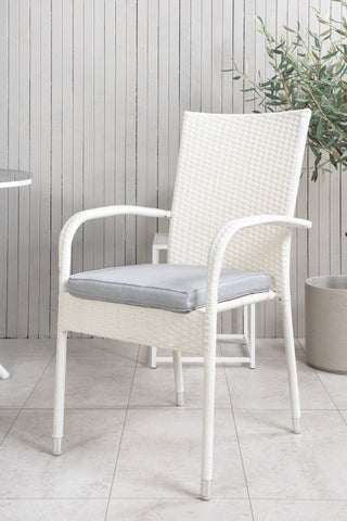 Parma cafébord ø90 - Vit Alu / Grå Aintwood+Anna Arm Chair (staplingsbar) - Grey_2