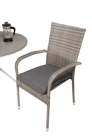 Parma cafébord ø90 - Vit Alu / Grå Aintwood+Anna Arm Chair (staplingsbar) - Grey_2