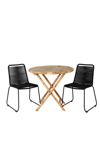 Cane Café bord ø80cm - Bamboo+Lindos Stacking Chair - Black Alu / Black Rope_2