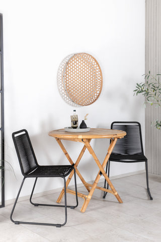 Cane Café bord ø80cm - Bamboo+Lindos Stacking Chair - Black Alu / Black Rope_2