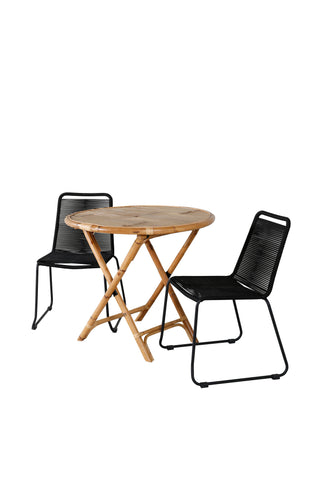 Cane Café bord ø80cm - Bamboo+Lindos Stacking Chair - Black Alu / Black Rope_2