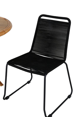 Cane Café bord ø80cm - Bamboo+Lindos Stacking Chair - Black Alu / Black Rope_2