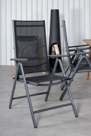 Venture Home Julian Matbord - Acasia - 210*100cm+Break 5:pos Stol - Svart/Svart_6