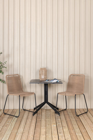 Way cafébord 70*70+Lindos Stacking Chair - Black Alu / Latte Rope_2